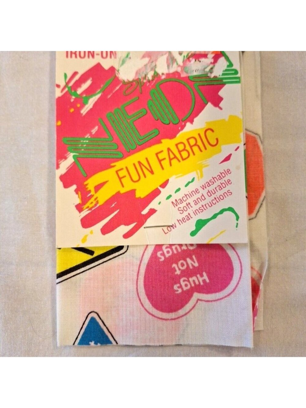 90s Neon Say No To Drugs Iron-On Fun Fabric 10x12 Wrights Bondex Vintage - Picture 2 of 7